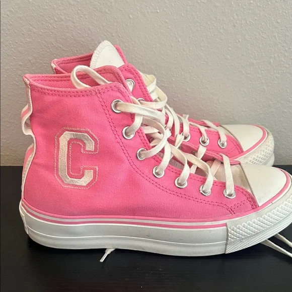 Converse Pink and White High-Top Sneakers - Picture 4 of 7